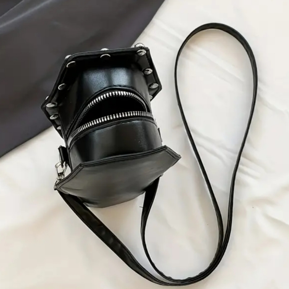 Mini Dark Crossbody Coffin Shaped Bag - Picture 2 of 6